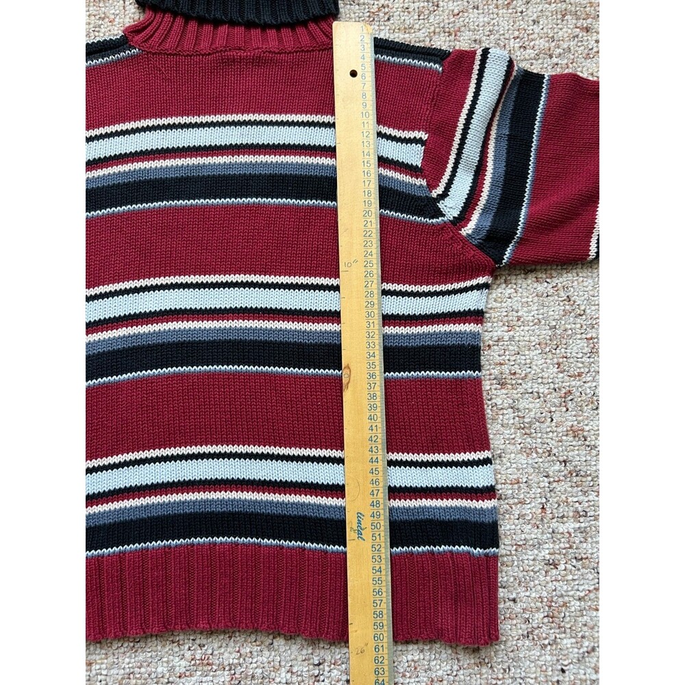 Columbia Sweater Womens Large Red/Black Striped Fair Isle Cowl Neck Long Sleeve - Picture 6 of 6